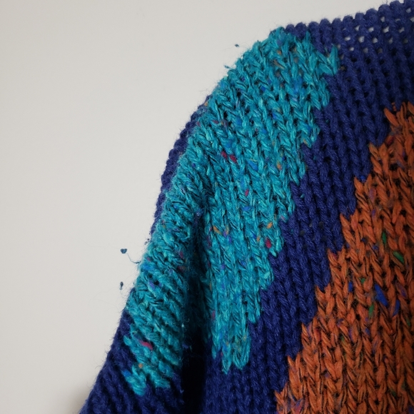 Vintage 80s colorful argyle grandpa sweater - Picture 4 of 4